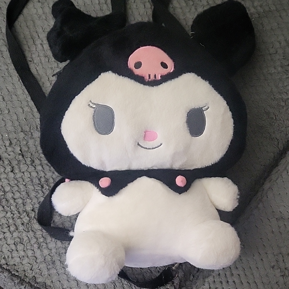 Cute Black and White Plush Backpack